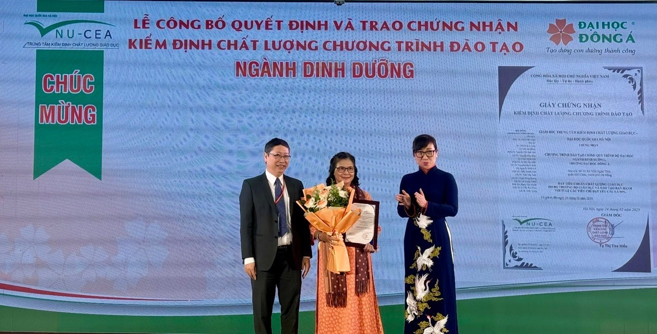 chương trình đào tạo ngành dinh dưỡng đại học đông á đạt chứng nhận đạt chuẩn kiểm định chất lượng trong nước