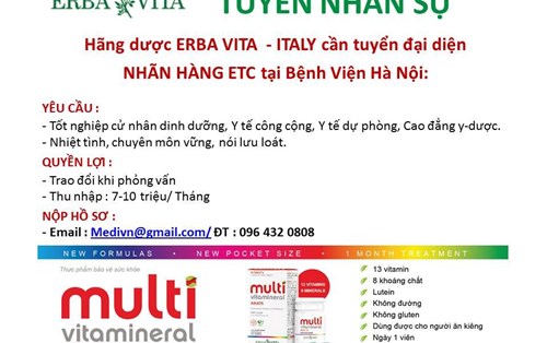 Hãng dược tuyển dụng Cử nhân Dinh dưỡng